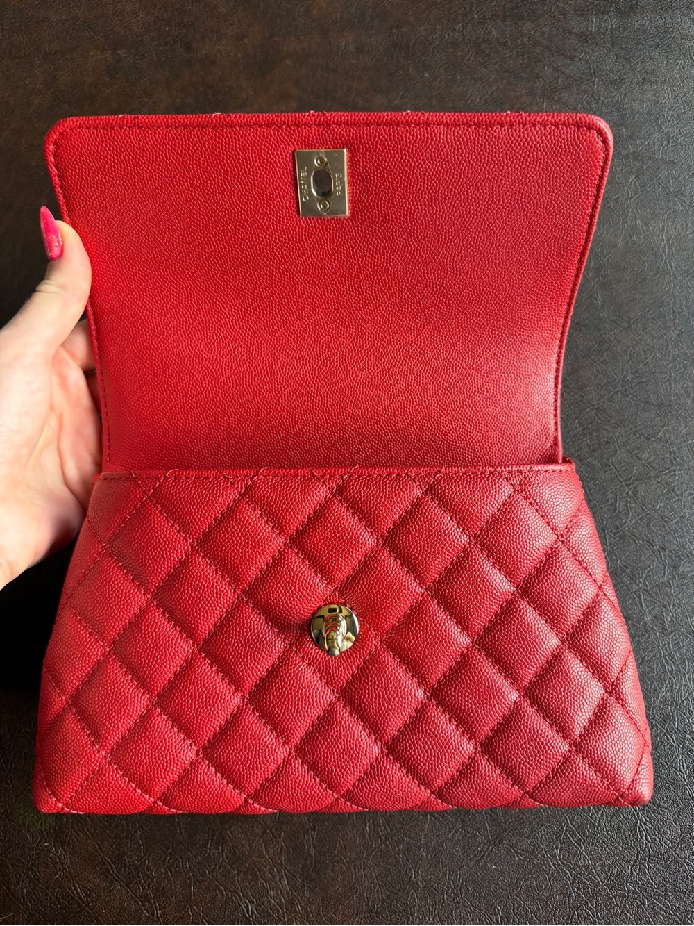 Chanel Caviar Lizard Embossed Quilted Mini Coco Handle Flap Bag - Picture 6 of 13